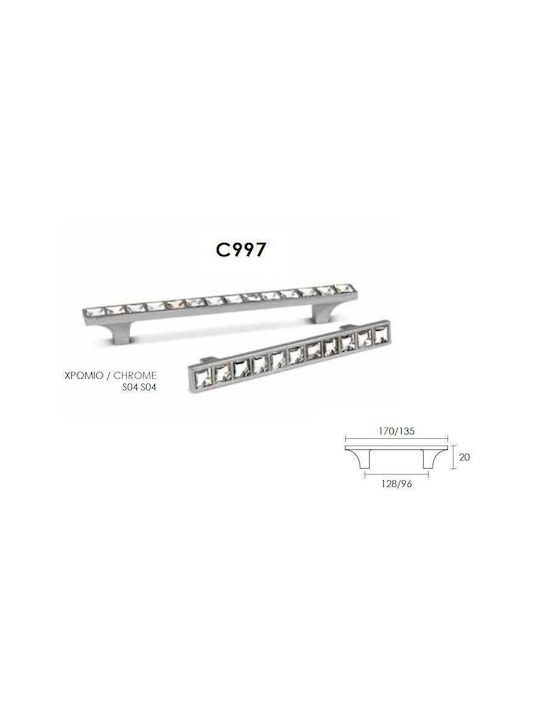 Conset Metallic Furniture Handle C997 Χρώμιο 135mm (Hole Centers 96mm)