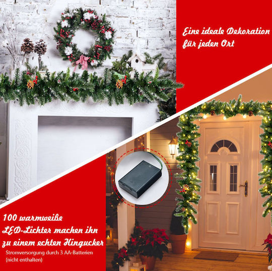 Costway Weihnachtliche Girlande Beleuchtet Plastik Bunt 270cm 1Stück