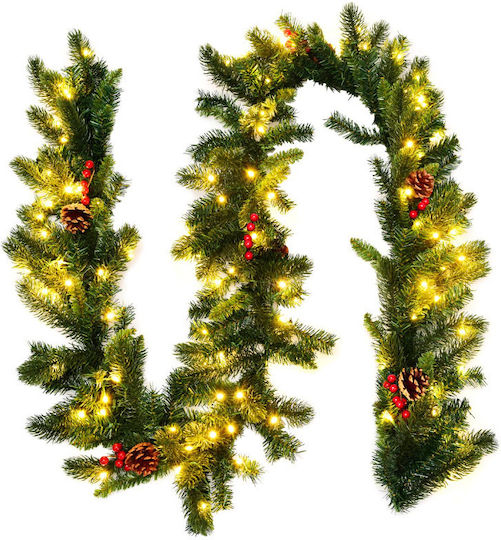 Costway Weihnachtliche Girlande Beleuchtet Plastik Bunt 270cm 1Stück