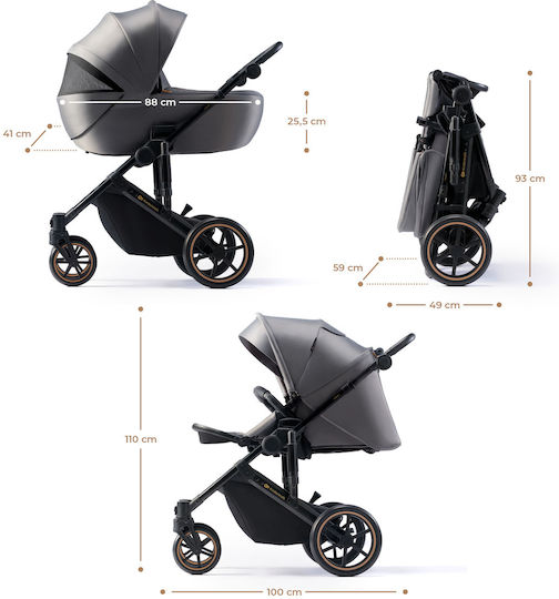 Kinderkraft Prime 2 Adjustable 2 in 1 Baby Stroller Suitable for Newborn Shadow Grey