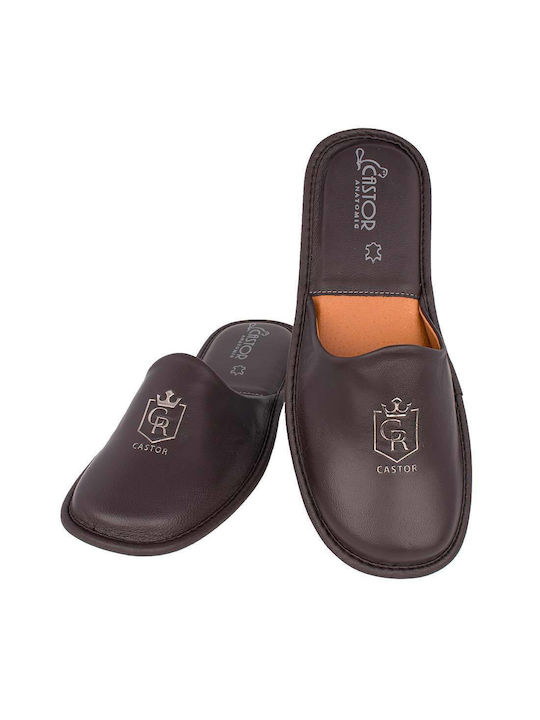 Castor Anatomic Men's Leather Slippers Brown