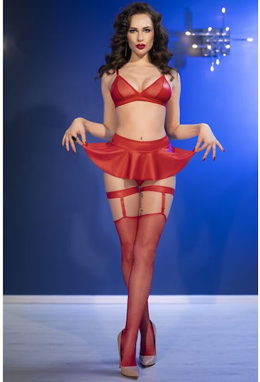 Chilirose Rotes Leder- und Latex-Outfit