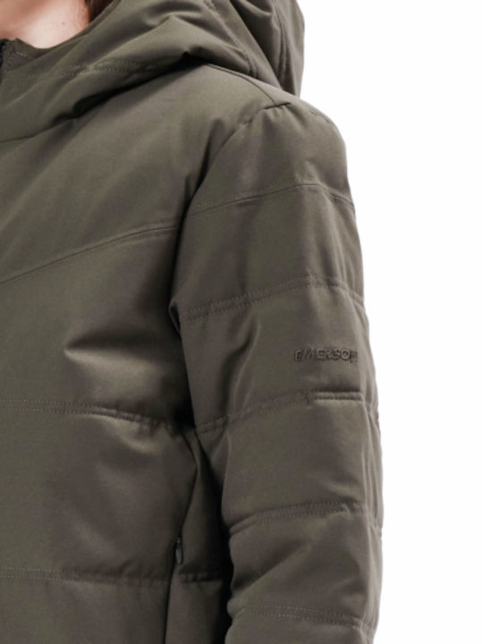 Kurz Damen Puffer Jacke für Winter Khaki