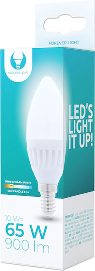 Forever Light Λάμπα LED 10W για Ντουί E14 και Σχήμα C37 Θερμό Λευκό 900lm