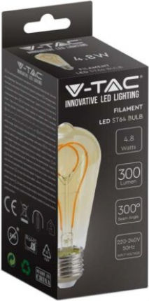 V-TAC LED-Lampe 5W 143mm für Fassung E27 und Form ST64 Warmes Weiß 300lm