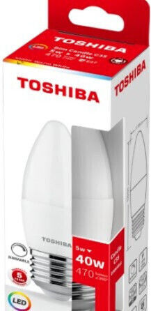 Toshiba LED крушка 5W за фасунга E27 и форма C35 Топло бяло 470лм Димируем