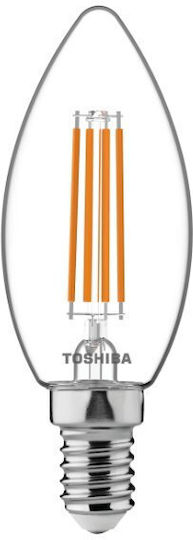Toshiba LED крушка 4.5W за фасунга E14 и форма C35 Топло бяло 470лм Димируем