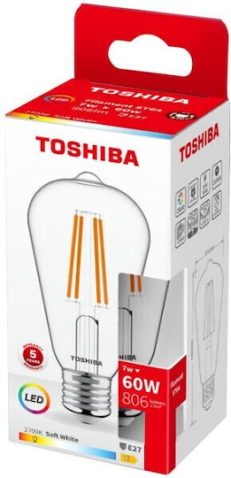 Toshiba LED крушка 7W за фасунга E27 и форма ST64 Топло бяло 806лм Димируем