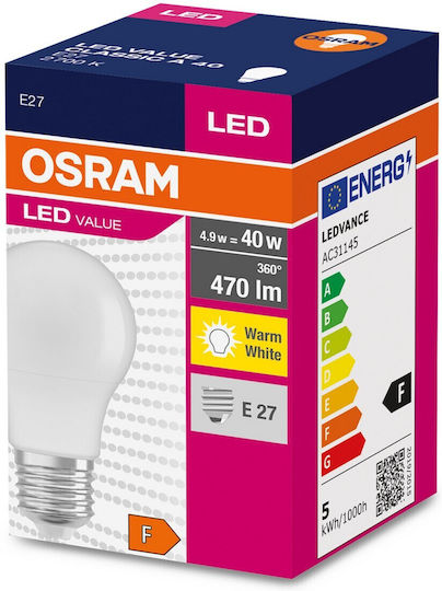 Ledvance LED Bulb 4.9W for Socket E27 and Shape A55 Warm White 470lm