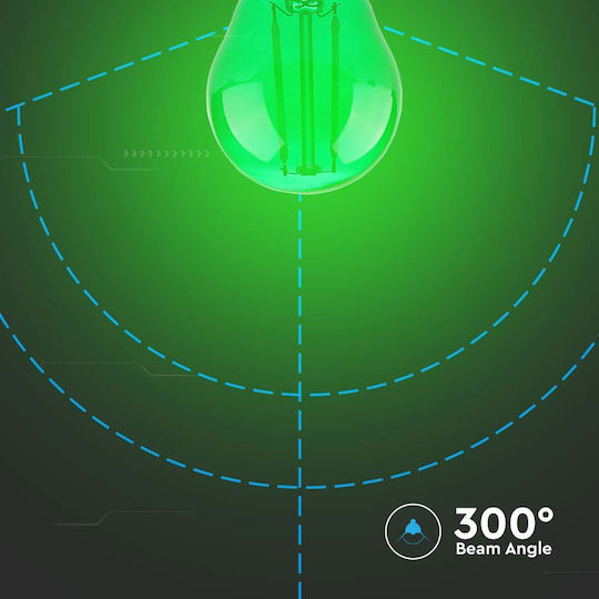 V-TAC Bec LED 2W 72mm pentru Soclu E27 și Formă G45 Verde 60lm