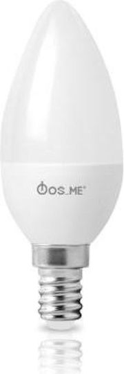 Fos me Λάμπα LED 3W 100mm για Ντουί E14 και Σχήμα C37 Θερμό Λευκό 250lm