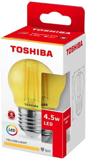 Toshiba LED Bulb 4.5W for Socket E27 and Shape G45 Yellow