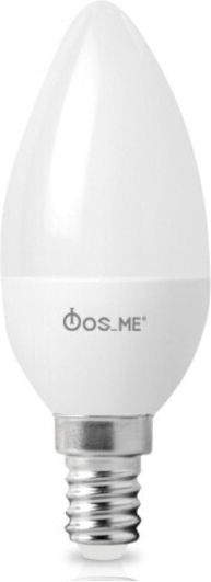 Fos me Λάμπα LED 7W 100mm για Ντουί E14 και Σχήμα C37 Θερμό Λευκό 560lm