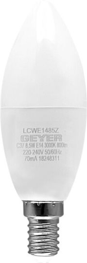 Geyer LED-Lampe 8.5W für Fassung E14 und Form C37 Warmes Weiß 800lm