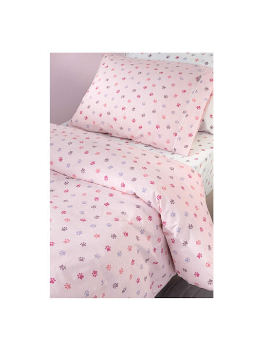 Guy Laroche Σετ Μονά με Λάστιχο paw Paw Pinky 100x200cm