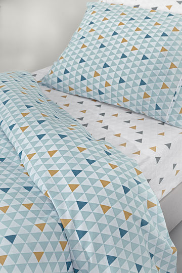 Guy Laroche Σετ Σεντόνια Μονά Βαμβακερά Two 2 Twenty Aqua 165x250cm 3τμχ