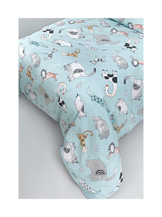 Guy Laroche Sheet Set Single Cotton Zootopia Aqua-grey 165x250cm 3pcs