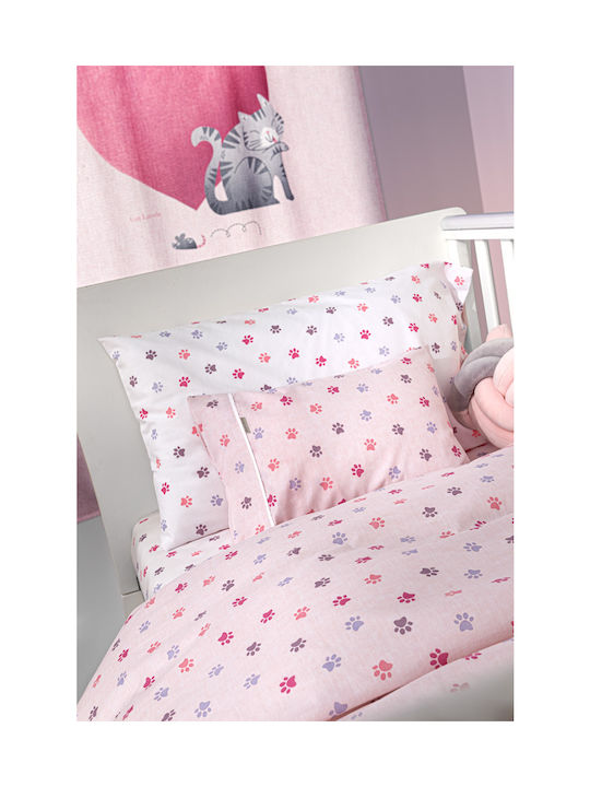Guy Laroche Paw Pinky Seturi de cearșafuri pentru bebeluși Pentru Patut Bumbac Roz Roz 115x170buc 3buc