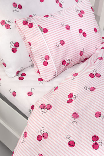 Guy Laroche Cherries Baby Sheets Set Crib Cotton Cherries Pink 115x170cm 3pcs