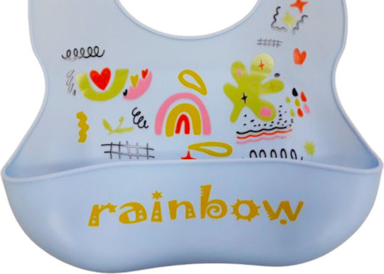 Beboulino Αδιάβροχη Σαλιάρα Σιλικόνης με Τσέπη Rainbow Blue
