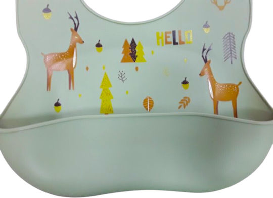 Beboulino Waterproof Bib Silicone with Pocket Forest Mint