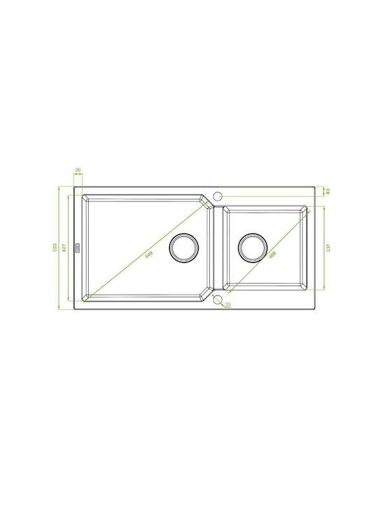 Laveo Drop-In Spüle aus Verbundgranulat B97.5xT50cm Beige
