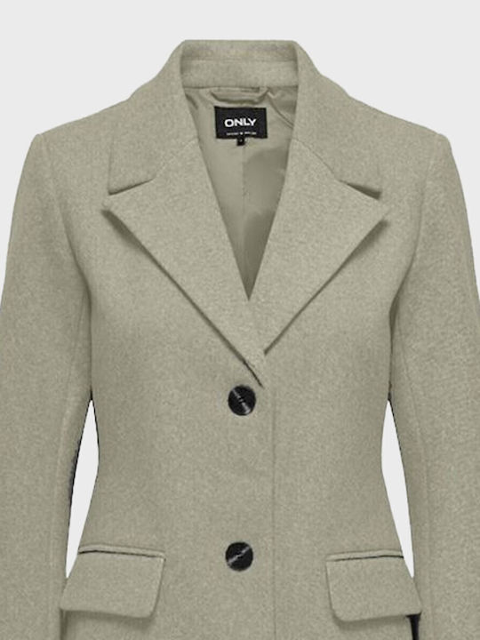 Women's Beige Coat with Buttons