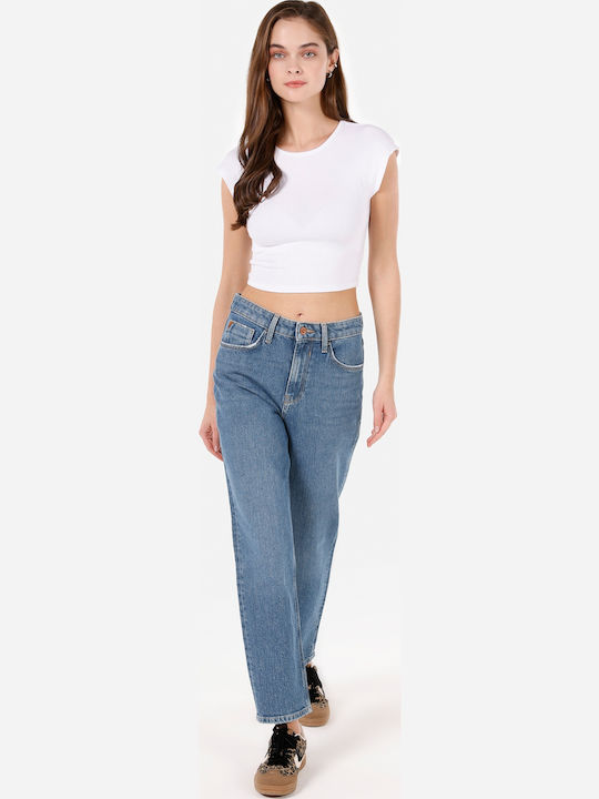 Damen Stoffhose in Gerader Bein Stil Blau