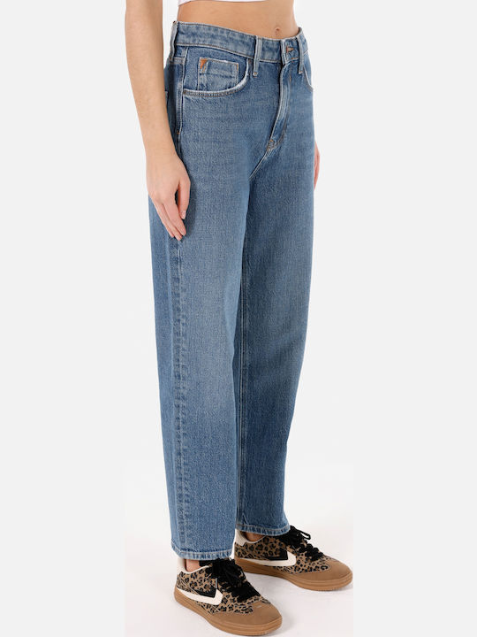 Damen Stoffhose in Gerader Bein Stil Blau