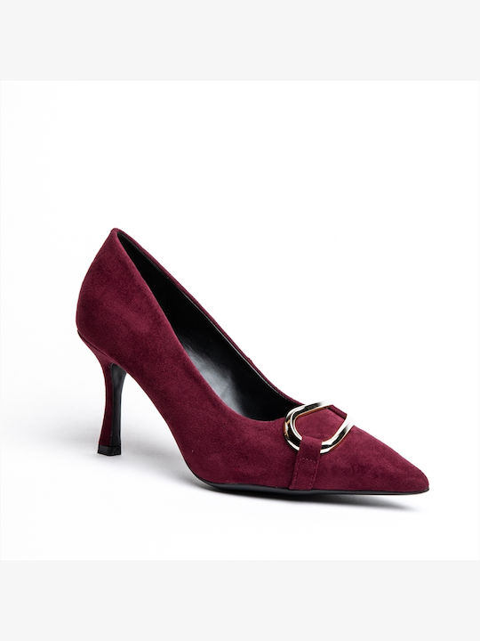 Miss Belgini Suede Burgundy High Heels