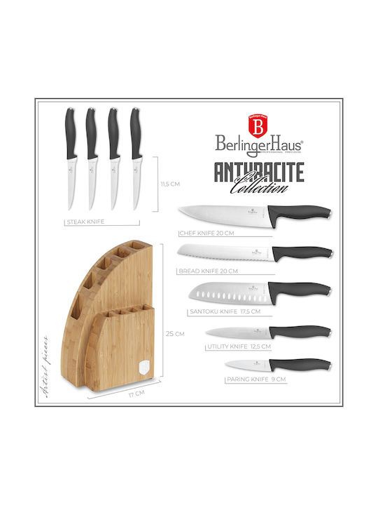 Berlinger Haus Knife Set with Block from Stainless Steel 9pcs