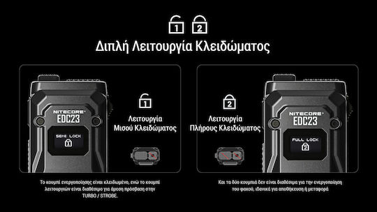 NiteCore Rechargeable Flashlight LED IP68 with Maximum Brightness 2500lm EDC23 UHI Black