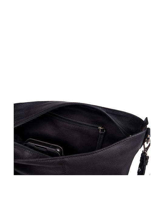 Leder Damentasche Schultertasche Schwarz