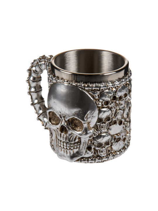Aus Blau Versilbertes Becher-Set mit Totenkopf, 2 Stück