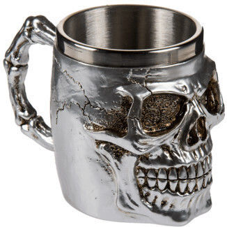 Out Blue Silver Plated Mug Goblet Skull Set 2pcs