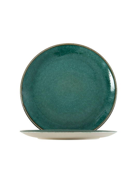 Porline Porselen Plate Shallow made of Porcelain Green with Diameter 25cm