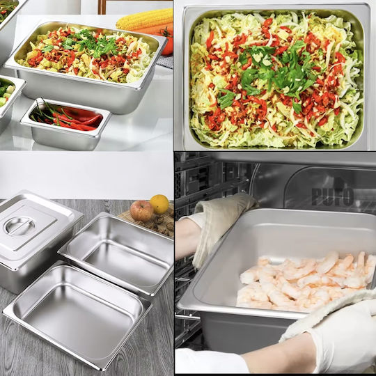 Тава от Неръждаема Стомана Gastronorm Pufo Професионален Контейнер за Храна Идеален за Кетъринг Ресторанти Бързо Хранене Капацитет 5 Л