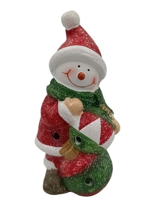 Illuminated Christmas Ceramic Figure SNowman Length 7cm