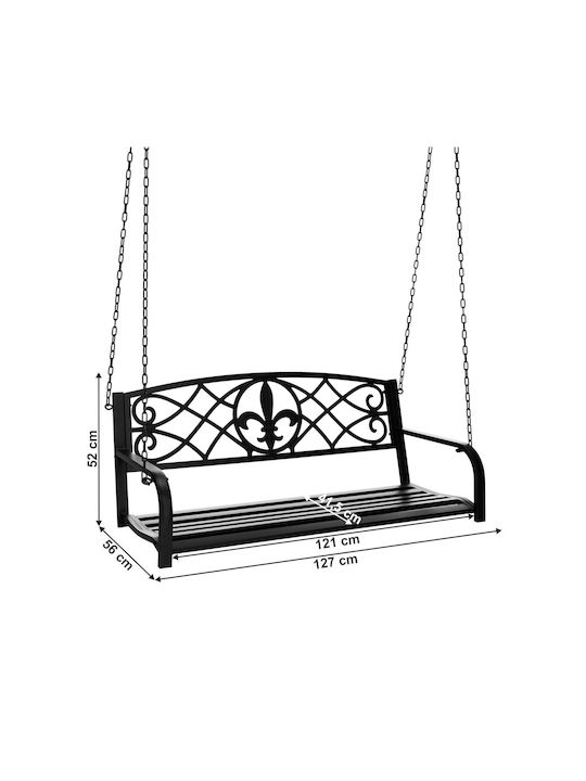 Leagăn suspendat cu pernă 2 sloturi Metal Gri Rezistență până la 170kg L127xL56xH52cm