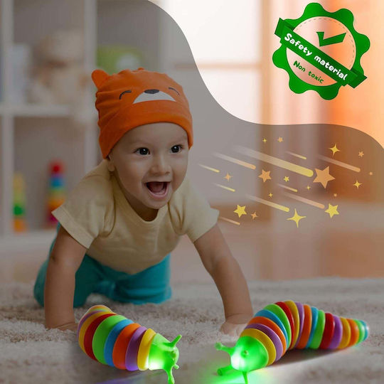 Sensorisches Stressspielzeug Flippy Fidget Toys Regenbogenraupe 18,6 cm Leuchtfunktion +3 Jahre Mehrfarbig