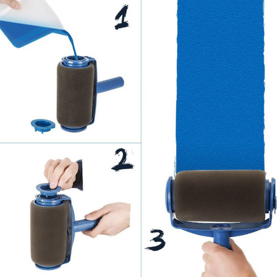 Stencil Set Filling Reservoir Container Roller Narrow Areas Corner Brush Extendable Arm Blue