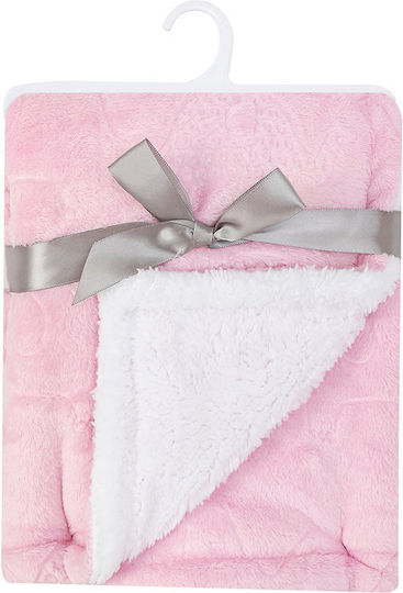 Mother's Choice Decke Wickeltücher für Kinderzimmer Vlies Weiß White And Pink 76x91cm