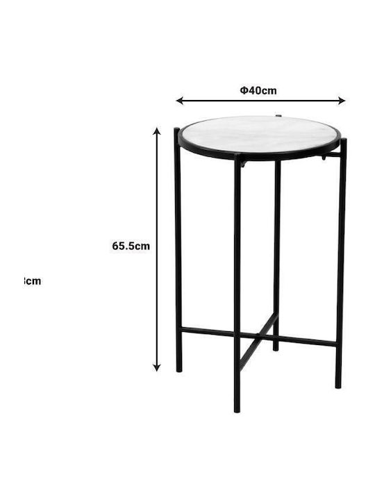 Round Side Table Luxere Metal Black White L40xW40xH65.5cm.