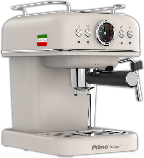 Primo PREM-40445 Automatic Espresso Machine 1050W Pressure 20bar Ivory-Chrome