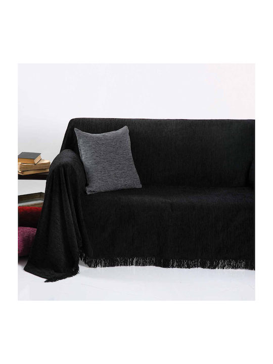 Anna Riska 1300 Three-Seater Sofa Throw Chenille 180x280cm Black