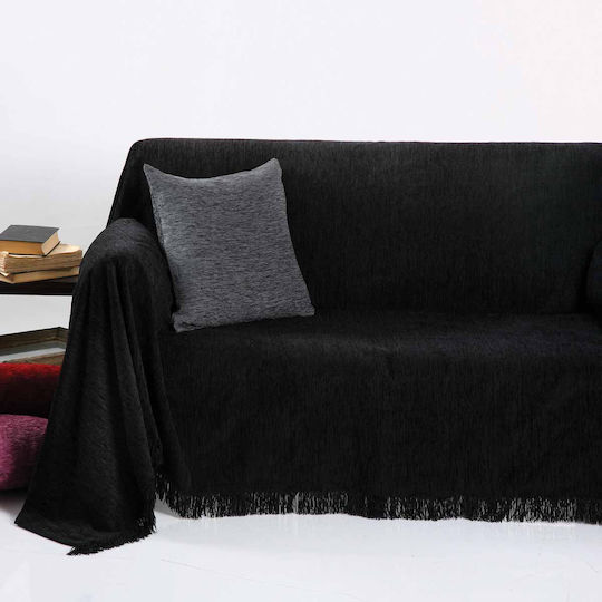 Anna Riska 1300 Three-Seater Sofa Throw Chenille 180x280cm Black