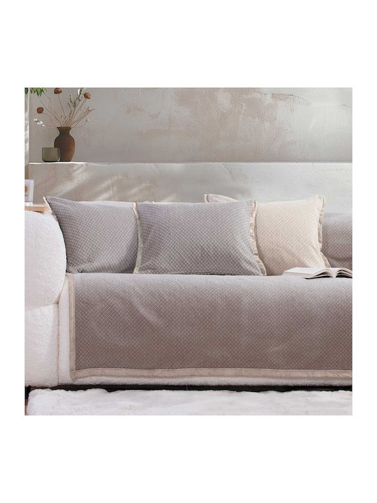 Nef-Nef Homeware Zweisitzer-Sofa Überwurf Zwei Seiten Jacquard 170x250cm Stone