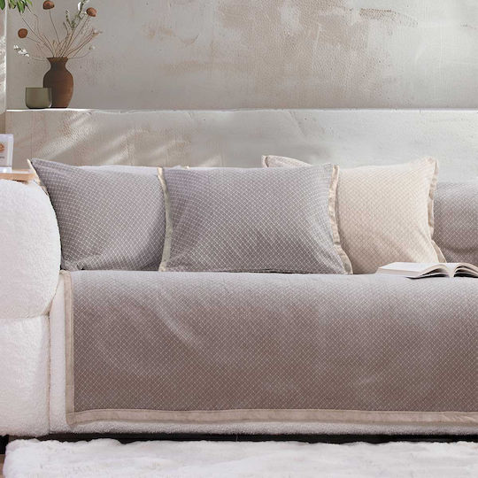 Nef-Nef Homeware Brand Ριχτάρι Διθέσιου Καναπέ Δύο 'Οψεων Ζακάρ 170x250εκ. Stone
