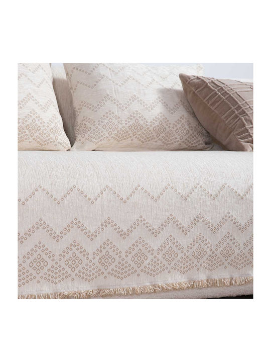 Nef-Nef Homeware Typhoon Decken & Couchdecken Dreisitzer-Sofa Wurf Jacquard 170x300cm Ecru