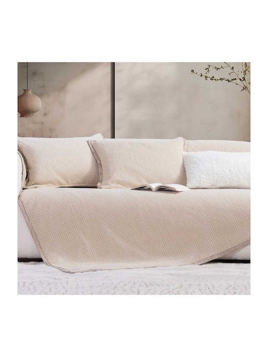 Nef-Nef Homeware Decken & Couchdecken Zweisitzer-Sofa Überwurf 2 Seiten Jacquard 170x250cm Ecru